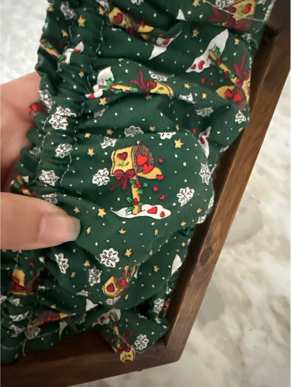 Vintage Wood Napkin Holder with Fabric Lining